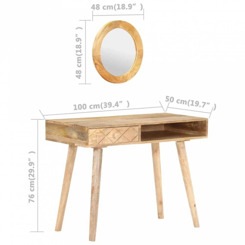 Kosmetinis staliukas, 100x50x76cm, mango medienos masyvas