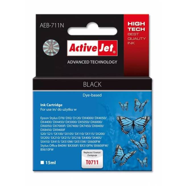 Rašalinio spausdintuvo kasetė ActiveJet Supreme Epson T0711, juoda, 15 ml