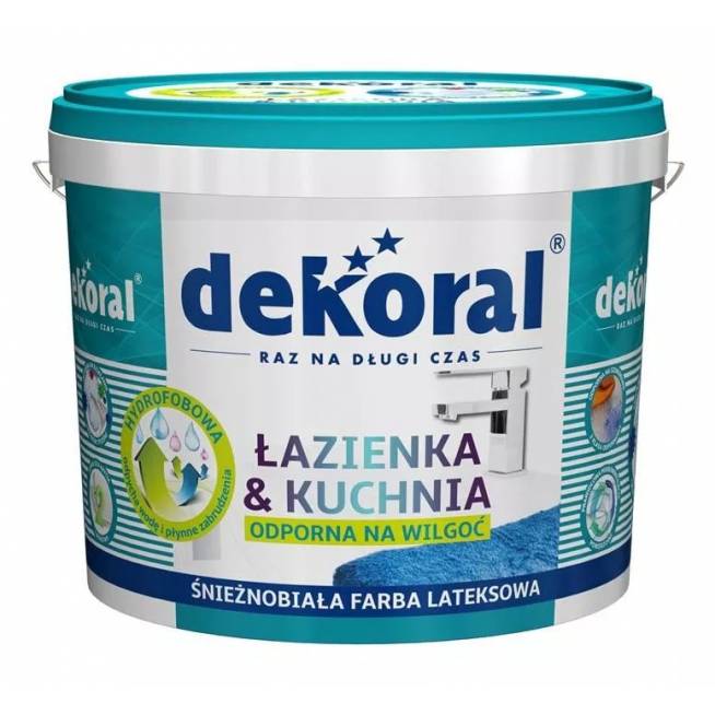 Emulsiniai dažai Dekoral Lazienka & Kuchnia, balta, 5 l