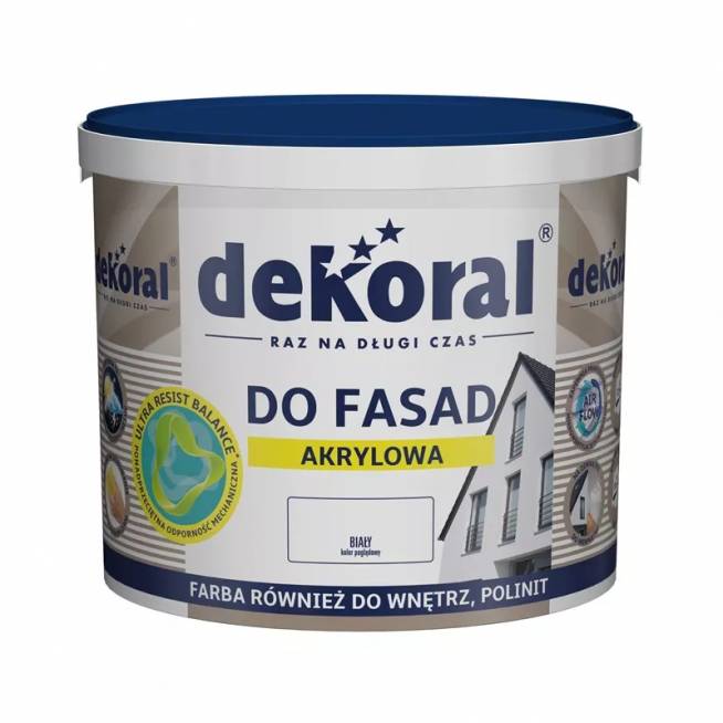 Fasado dažai Dekoral Polinit, balta, 5 l