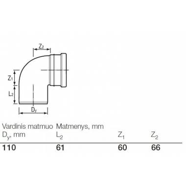 Alkūnė lauko kanalizacijai Wavin, 110 mm, 88.5 °