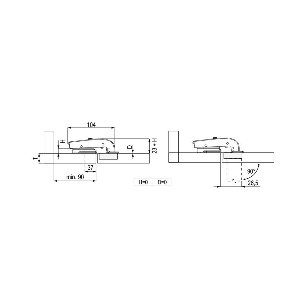 Lankstas baldams Rejs SOFTE, 3.5 cm, 90 °