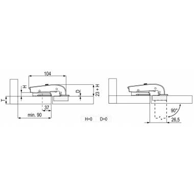 Lankstas baldams Rejs SOFTE, 3.5 cm, 90 °