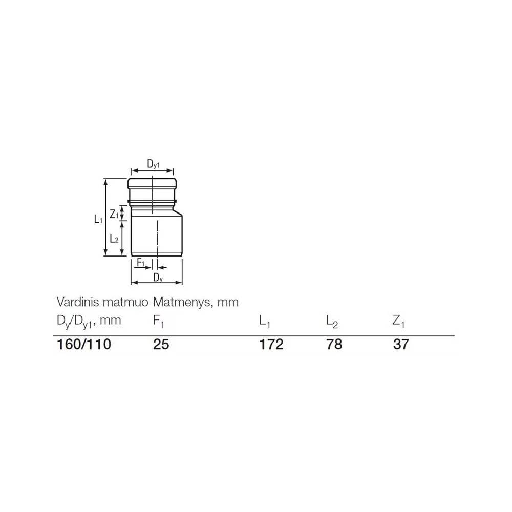 Pereiga lauko kanalizacijai Wavin, 110 mm x 160 mm