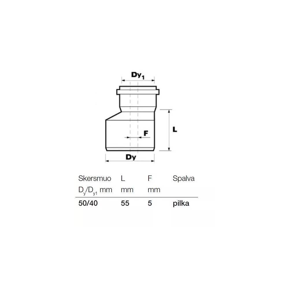 Pereiga vidaus kanalizacijai Wavin Optima, 40 mm x 50 mm