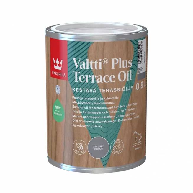 Medienos aliejus Tikkurila Valtti Plus Terrace Oil, pilka, 0.9 l