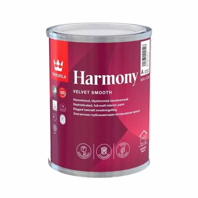 Akriliniai dažai Tikkurila Harmony, balta, 0.9 l