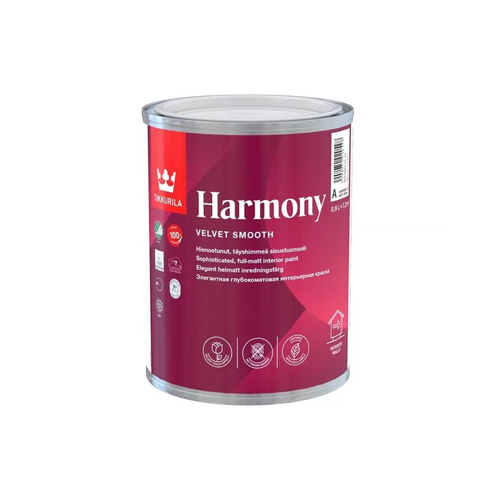 Akriliniai dažai Tikkurila Harmony, balta, 0.9 l