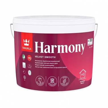 Akriliniai dažai Tikkurila Harmony, balta, 9 l