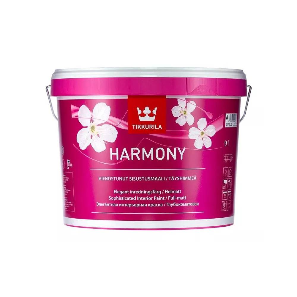 Akriliniai dažai Tikkurila Harmony, balta, 9 l