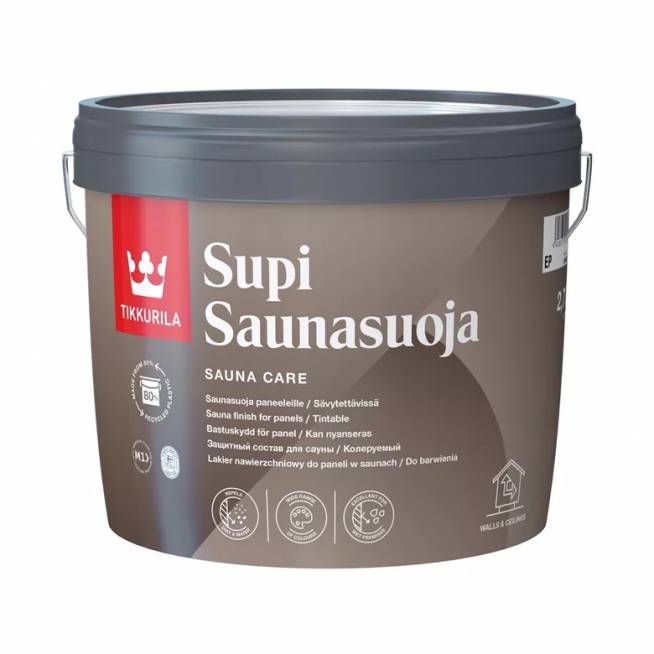 Saunos sienų apsaugos priemonė Tikkurila Supi Saunasuoja, skaidri, 2.7 l