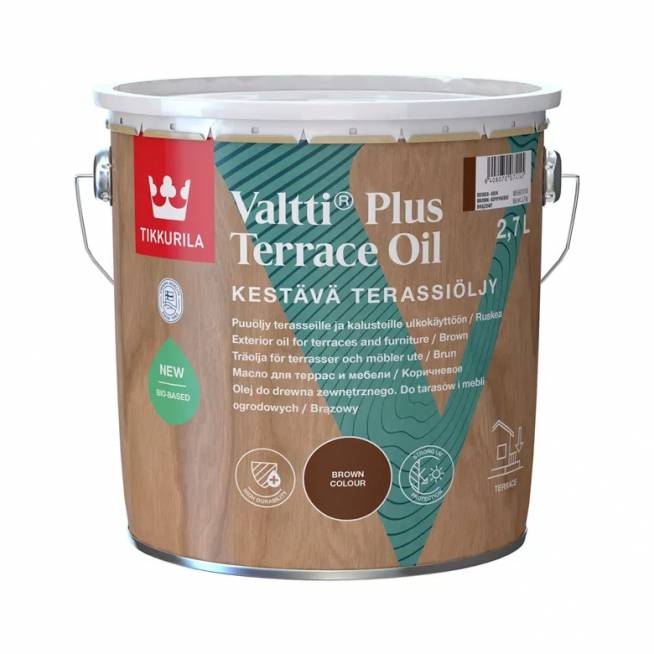 Medienos aliejus Tikkurila Valtti Plus Terrace Oil, ruda, 2.7 l