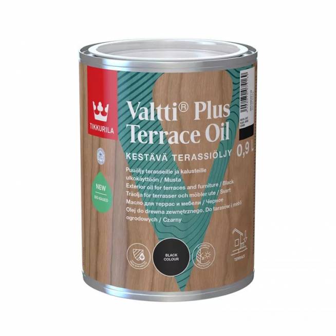 Medienos aliejus Tikkurila Valtti Plus Terrace Oil, juoda, 0.9 l