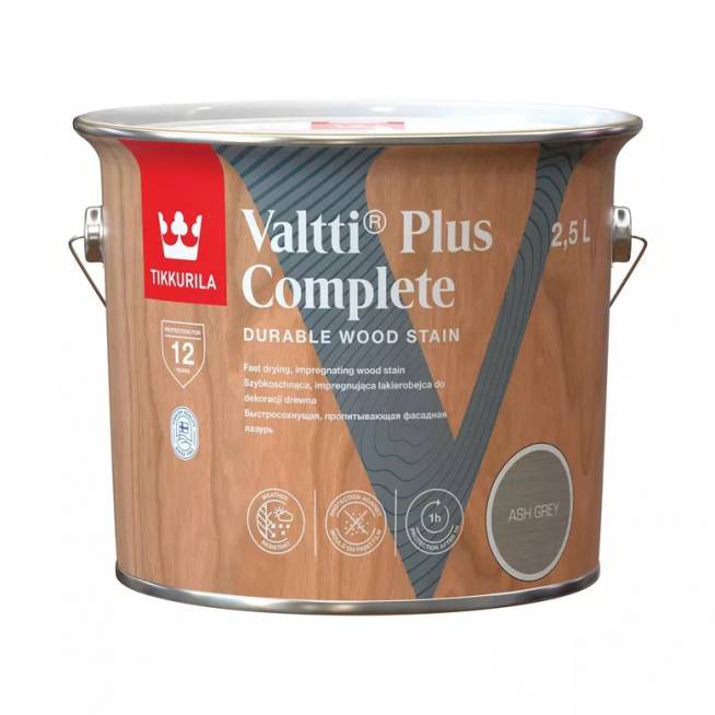 Impregnantas Tikkurila Valtti Plus Complete, pilka, 2.5 l