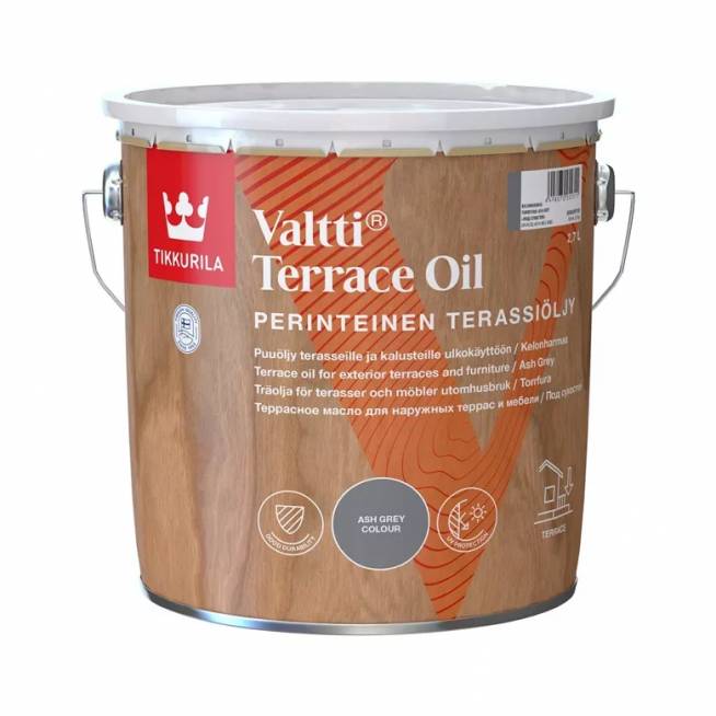 Medienos aliejus Tikkurila Valtti Terrace Oil, pilka, 2.7 l