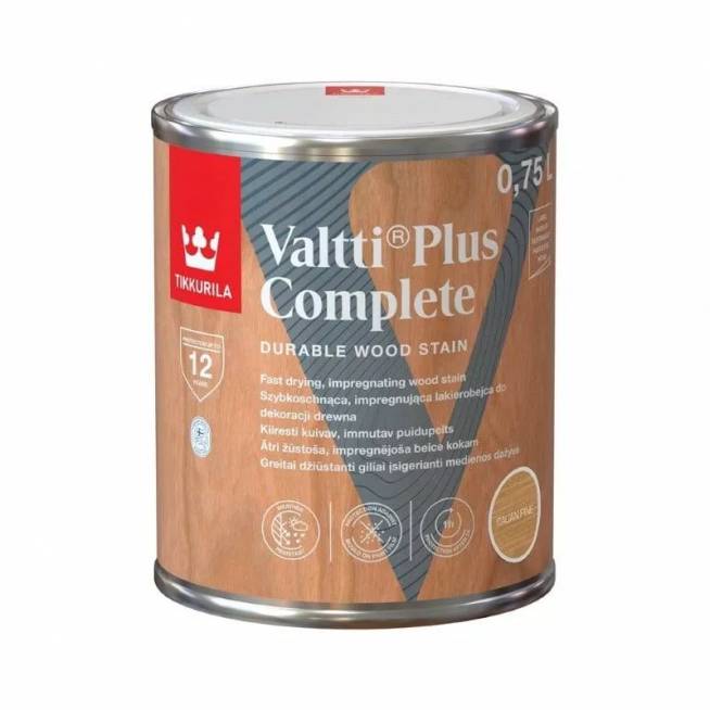 Impregnantas Tikkurila Valtti Plus Complete, šviesiai ruda/italinė pušis, 0.75 l