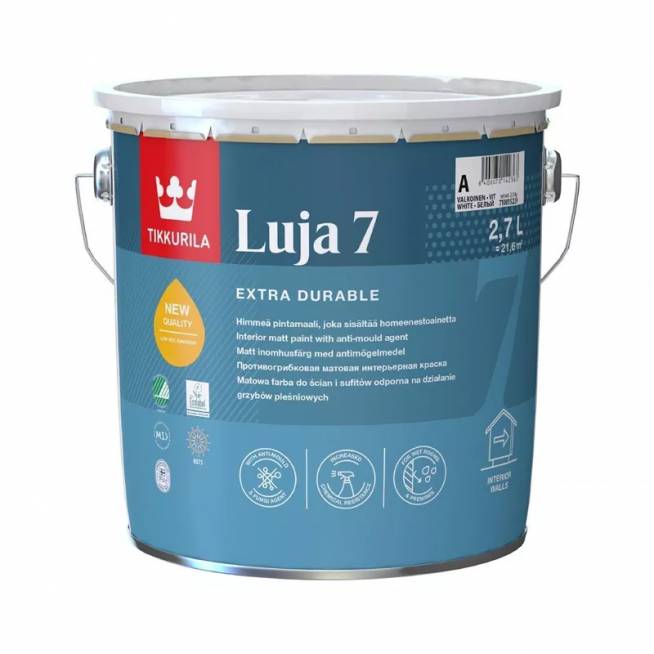 Sienų dažai Tikkurila Luja, balta, 2.7 l