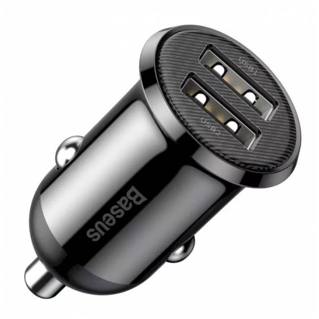 Automobilinis įkroviklis Baseus Grain Pro CCALLP-01, 2 x USB, juoda