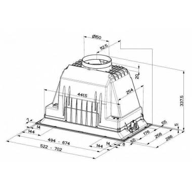 Įmontuojamas gartraukis Faber INCA LUX SMART EV8 X52, nerūdijančiojo plieno