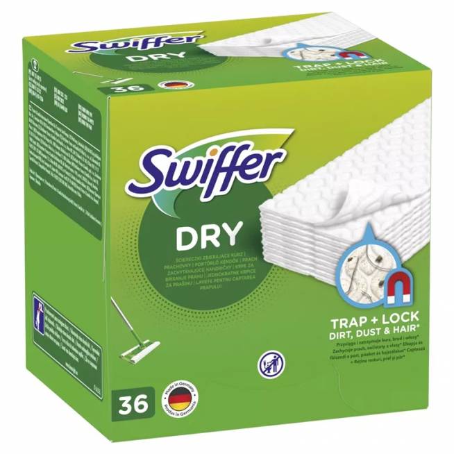 Swiffer Sweeper Sausos Grindų Šluostės, 36 vnt