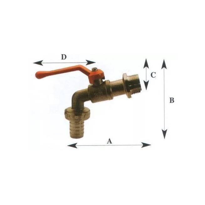 Čiaupas TDM Brass, 3/4 colio - išorinis sriegis