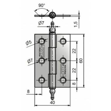 Lankstas durims TKZ Polna J4 KZ60 UR, 4 cm, sidabro