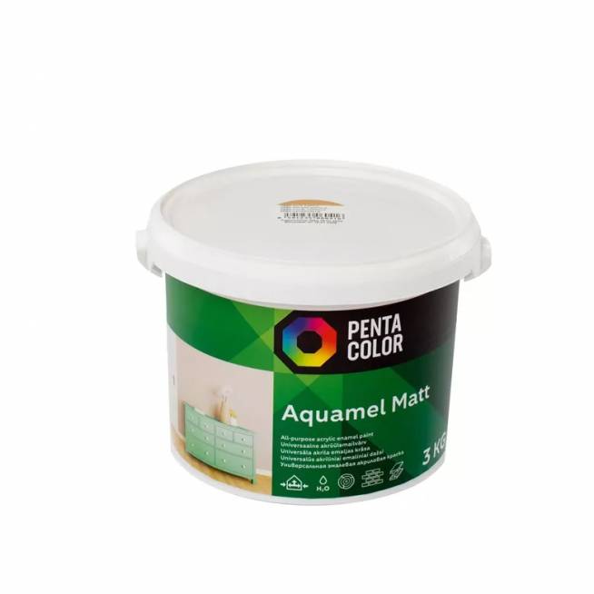 Emaliniai dažai Pentacolor Aquamel, matinis, 3 kg, tamsiai geltona