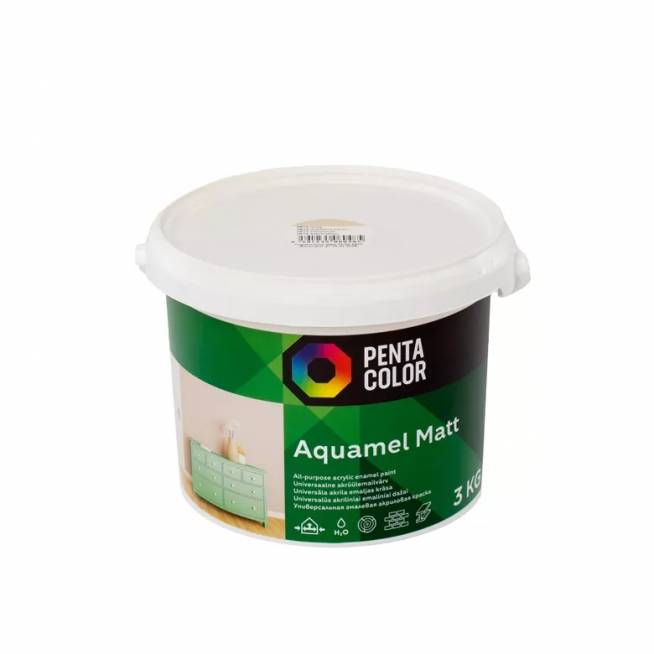 Emaliniai dažai Pentacolor Aquamel, matinis, 3 kg, dramblio kaulo