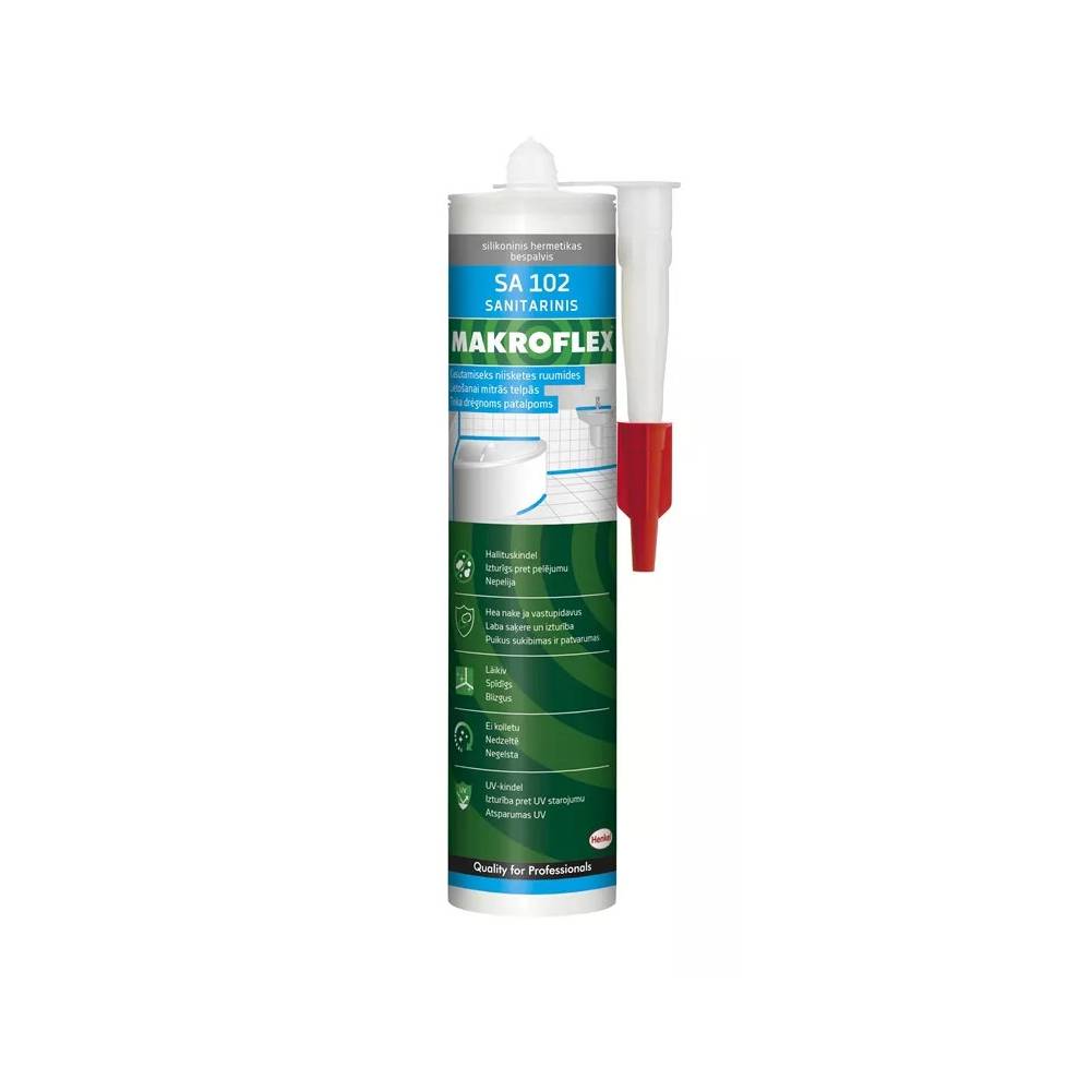 Silikonas Makroflex SA 102 Sanitary Silicone Premium, 300 ml, skaidrus