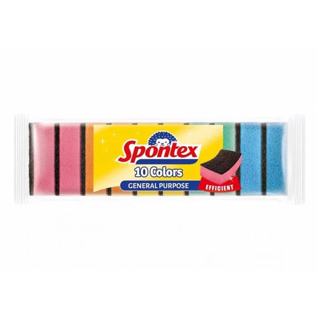 Kempinė valymui Spontex 10 colors, įvairių spalvų, 10 vnt.