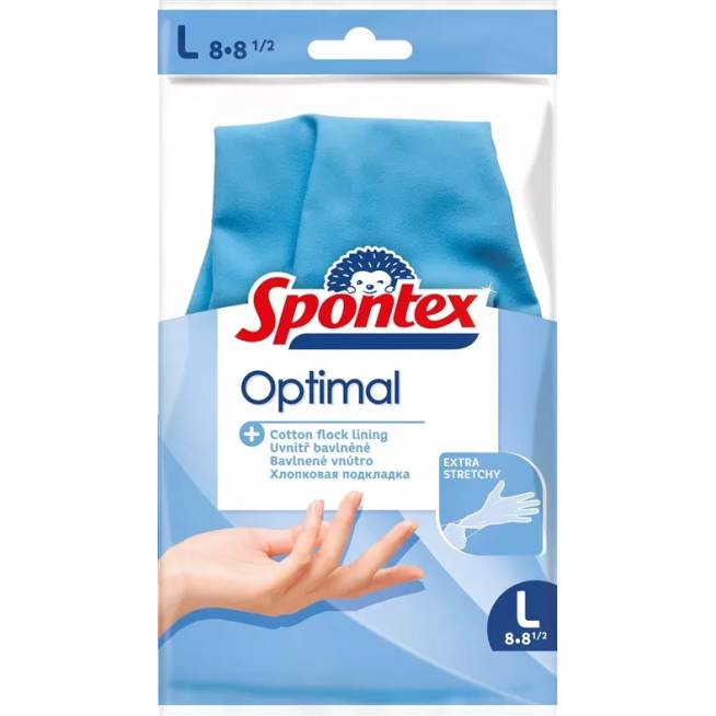 Pirštinės guminės Spontex Optimal, lateksas, mėlyna, L, 2 vnt.