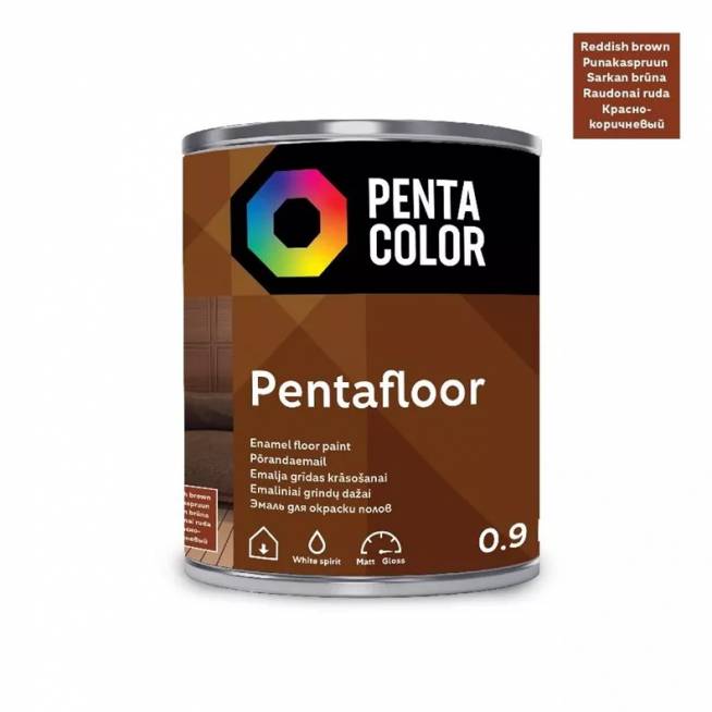 Grindų dažai Pentacolor Pentafloor, raudonai ruda, 0.9 l