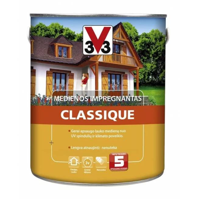 Medienos impregnantas V33 Classique, gelsva/šviesus ąžuolas, 0.75 l