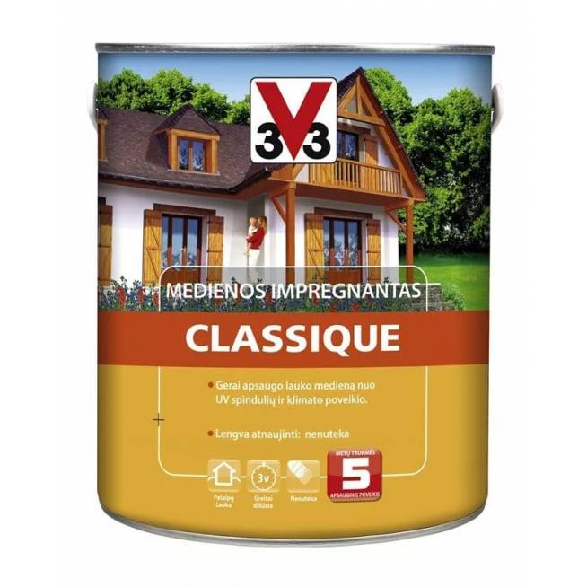 Medienos impregnantas V33 Classique, pušies/skandinavinė pušis, 0.75 l