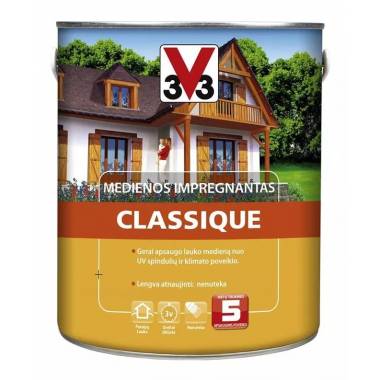 Medienos impregnantas V33 Classique, raudonai ruda/tikmedis, 2.5 l