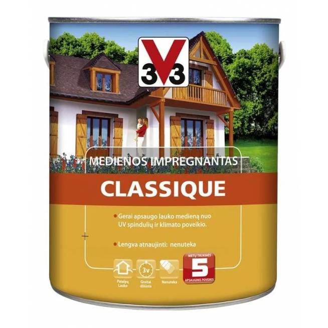 Medienos impregnantas V33 Classique, vyšnios, 2.5 l