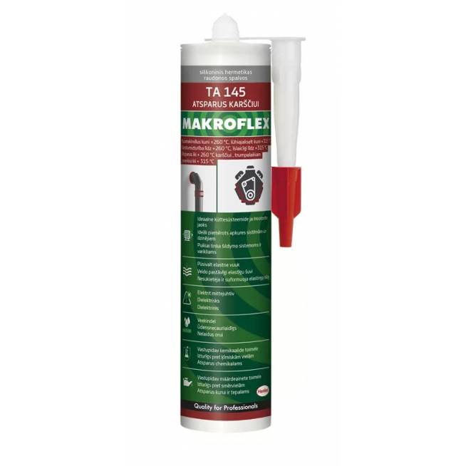 Hermetikas Makroflex TA 145 Thermo resistant, 300 ml, raudona