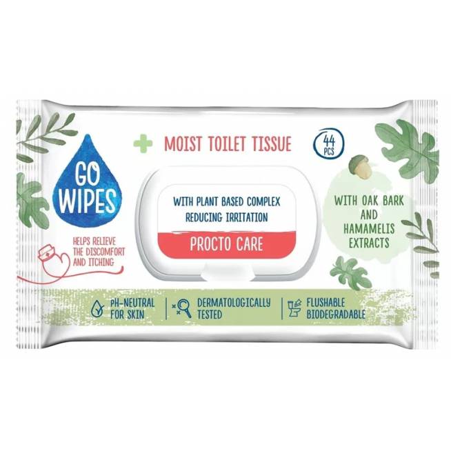 Tualetinis popierius Go Wipes Procto Care, drėgnas, 1 sl