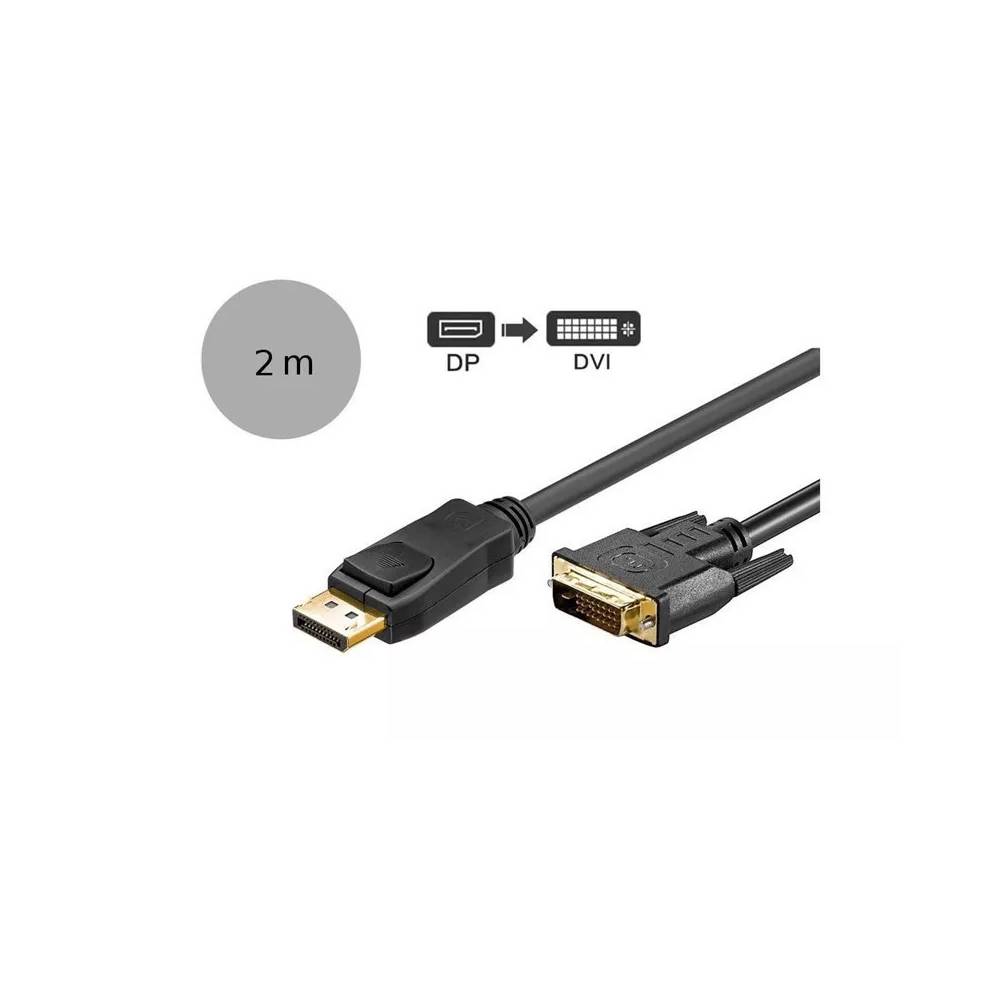 Kabelis MicroConnect Displayport Dipslay Port Male (vyriška), DVI Male (vyriška), 2 m, juoda