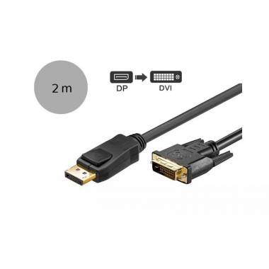 Kabelis MicroConnect Displayport Dipslay Port Male (vyriška), DVI Male (vyriška), 2 m, juoda