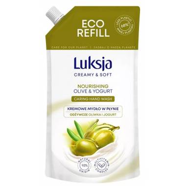 Skystas muilas Luksja papildymas OLIVE AND YOGHURT 400ml