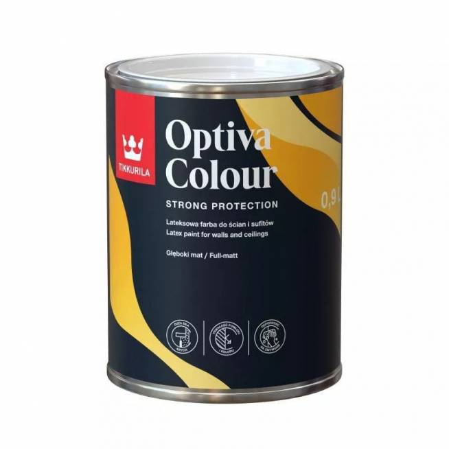 Akriliniai dažai Tikkurila Optiva Colour, balta, 0.9 l