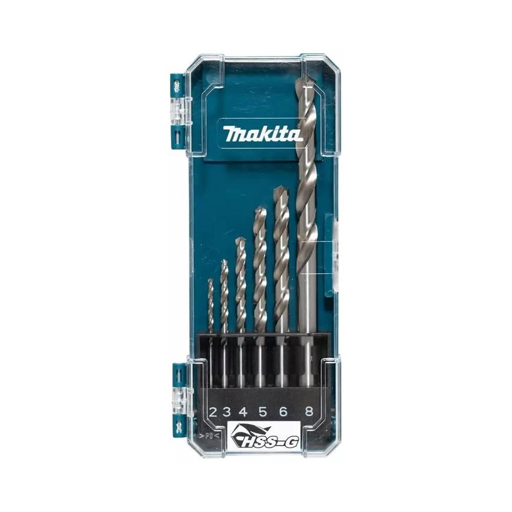 Metalo grąžtų rinkinys Makita D-75742, metalas, hss-g, tiesus, 2 mm x 10 cm, 6 vnt.