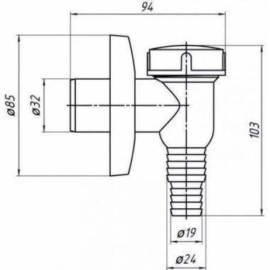 Sifonas skalbimo mašinai Ani Plast, 103 mm, 32 mm