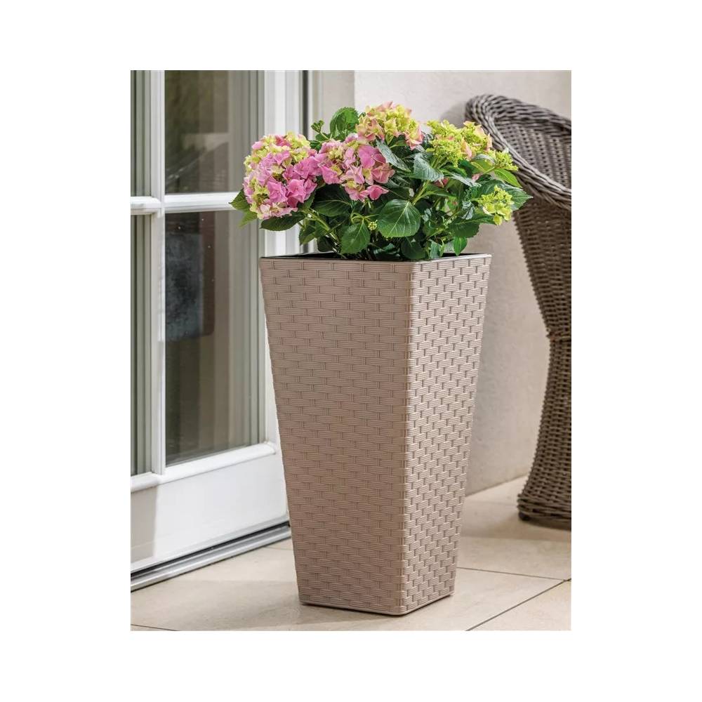 Vazonas Form Plastic Rattan Slim 3900-051, plastikinis, Ø 34 cm, rudas