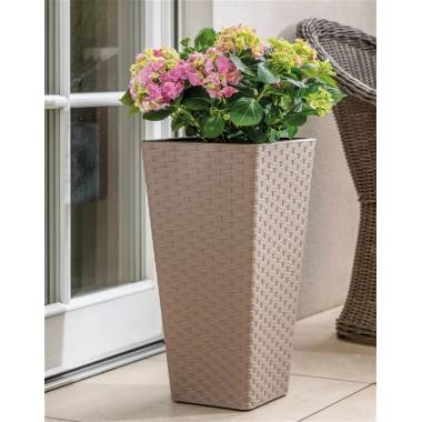 Vazonas Form Plastic Rattan Slim 3900-051, plastikinis, Ø 34 cm, rudas