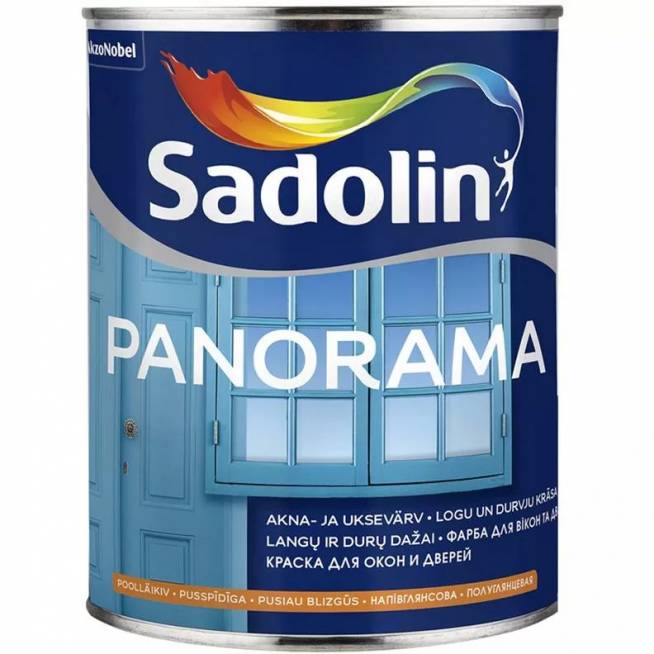 Emaliniai dažai Sadolin Panorama, pusiau blizgus, 1 l, balta