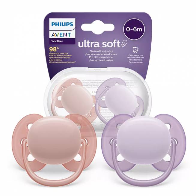 AVENT SCF091/31 "Ultra Soft" 0-6 m. čiulptukas rožinis/violetinis