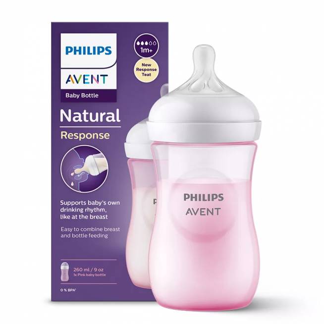 AVENT SCY903/11 "Natural Responsive" buteliukas rožinis 260 ml