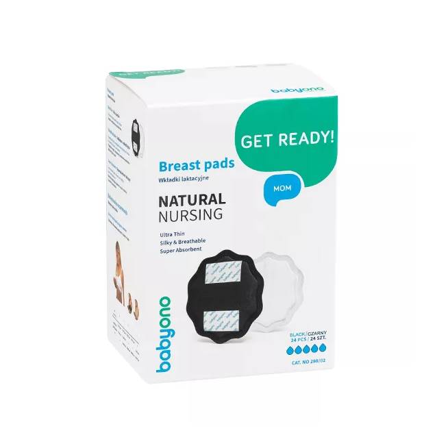 B.O.298/02 krūtų įklotai NATURAL NURSING 24 vnt., juodi